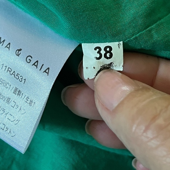 EMMA & GAIA Red Label 100% Cotton Green 3/4 Sleeve Button Up Shirt Dress Italy 8 - Picture 11 of 16